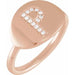 Ladies Natural Diamond Initial P Signet Ring (I1, H+) — 14K Rose Gold