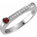 Ladies Natural Mozambique Garnet Natural Diamond Stackable Ring (I1, G-H) — Sterling Silver