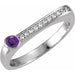 Ladies Natural Amethyst Natural Diamond Stackable Ring (I1, G-H) — Sterling Silver