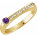 Ladies Natural Amethyst Natural Diamond Stackable Ring (I1, G-H) — 14K Yellow Gold
