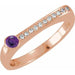 Ladies Natural Amethyst Natural Diamond Stackable Ring (I1, G-H) — 14K Rose Gold