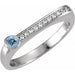 Ladies Natural Aquamarine Natural Diamond Stackable Ring (I1, G-H) — Sterling Silver
