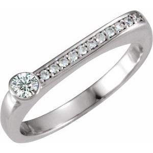 Ladies Natural Diamond Stackable Ring (I1, G-H) — Sterling Silver