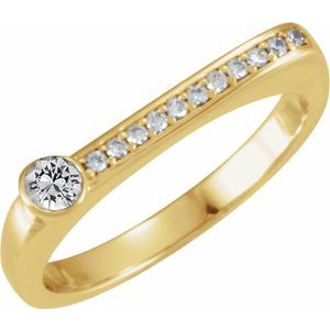 Ladies Natural White Sapphire Natural Diamond Stackable Ring (I1, G-H) — 14K Yellow Gold