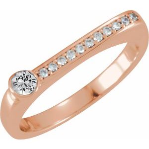 Ladies Natural White Sapphire Natural Diamond Stackable Ring (I1, G-H) — 14K Rose Gold