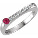 Ladies Natural Ruby Natural Diamond Stackable Ring (I1, G-H) — Sterling Silver