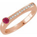 Ladies Natural Ruby Natural Diamond Stackable Ring (I1, G-H) — 14K Rose Gold