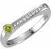 Ladies Natural Peridot Natural Diamond Stackable Ring (I1, G-H) — Sterling Silver