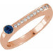 Ladies Natural Blue Sapphire Natural Diamond Stackable Ring (I1, G-H) — 14K Rose Gold