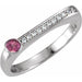 Ladies Natural Pink Tourmaline Diamond Stackable Ring (I1, G-H) — Sterling Silver