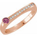 Ladies Natural Pink Tourmaline Diamond Stackable Ring (I1, G-H) — 14K Rose Gold
