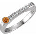 Ladies Natural Citrine Natural Diamond Stackable Ring (I1, G-H) — Sterling Silver
