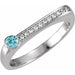 Ladies Natural Blue Zircon Natural Diamond Stackable Ring (I1, G-H) — Sterling Silver