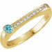 Ladies Natural Blue Zircon Natural Diamond Stackable Ring (I1, G-H) — 14K Yellow Gold
