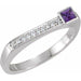 Ladies Natural Amethyst Natural Diamond Stackable Ring (I1, G-H) — Sterling Silver