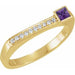 Ladies Natural Amethyst Natural Diamond Stackable Ring (I1, G-H) — 14K Yellow Gold