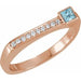 Ladies Natural Aquamarine Natural Diamond Stackable Ring (I1, G-H) — 14K Rose Gold