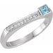 Ladies Natural Aquamarine Natural Diamond Stackable Ring (I1, G-H) — Sterling Silver