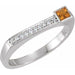 Ladies Natural Citrine Natural Diamond Stackable Ring (I1, G-H) — Sterling Silver