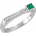 Ladies Natural Emerald Natural Diamond Stackable Ring (I1, G-H) — Sterling Silver