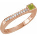 Ladies Natural Peridot Natural Diamond Stackable Ring (I1, G-H) — 14K Rose Gold