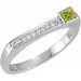 Ladies Natural Peridot Natural Diamond Stackable Ring (I1, G-H) — Sterling Silver