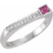 Ladies Natural Pink Tourmaline Natural Diamond Stackable Ring (I1, G-H) — Sterling Silver