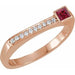 Ladies Natural Ruby Natural Diamond Stackable Ring (I1, G-H) — 14K Rose Gold