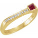 Ladies Natural Ruby Natural Diamond Stackable Ring (I1, G-H) — 14K Yellow Gold
