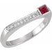 Ladies Natural Ruby Natural Diamond Stackable Ring (I1, G-H) — Sterling Silver
