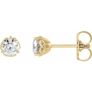 Ladies Natural Diamond Celtic-Inspired Earrings — 14K Yellow Gold