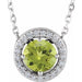 Ladies Natural Peridot Natural Diamond Halo-Style Necklace (I1, G-H) — Sterling Silver