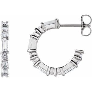 Ladies Natural Diamond 17.2 mm Hoop Earrings (SI2-SI3, G-H) — Platinum