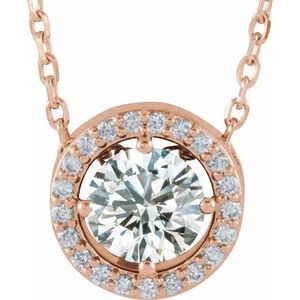 Ladies Natural Diamond Necklace (I1, G-H) — 14K Rose Gold