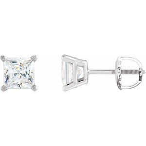 Ladies Natural Diamond Earrings — 14K White Gold