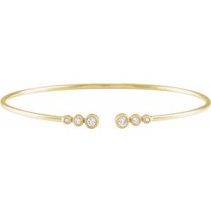 Ladies Natural Diamond Cuff Bracelet (I1, H+) — 14K Yellow Gold