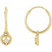 Ladies Natural Diamond Heart 17.7 mm Hoop Earrings (I1, G-H) — 14K Yellow Gold
