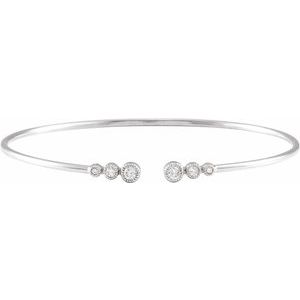 Ladies Natural Diamond Cuff Bracelet (I1, H+) — 14K White Gold