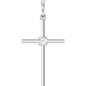 Ladies Natural Diamond Cross Pendant (Si2-Si3, G-H) — Platinum