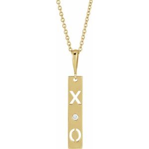 Ladies Natural Diamond XO Bar Necklace (I1, G-H) — 14K Yellow Gold