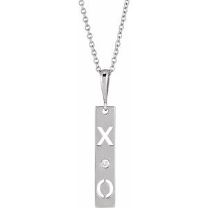 Ladies Natural Diamond XO Bar Necklace (I1, G-H) — 14K White Gold
