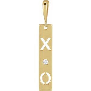 Ladies Natural Diamond XO Bar Pendant (I1, G-H) — 14K Yellow Gold