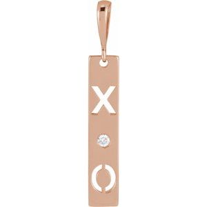 Ladies Natural Diamond XO Bar Pendant (I1, G-H) — 14K Rose Gold