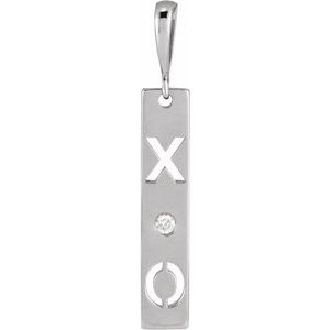 Ladies Natural Diamond XO Bar Pendant (Si2-Si3, G-H) — Platinum