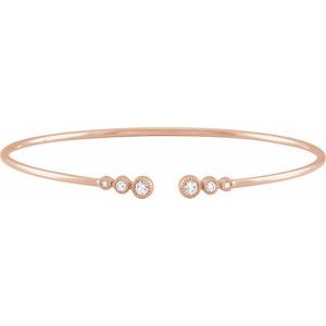 Ladies Natural Diamond Cuff Bracelet (I1, H+) — 14K Rose Gold