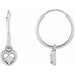 Ladies Natural Diamond Heart 17.7 mm Hoop Earrings (I1, G-H) — 14K White Gold