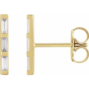 Ladies Natural Diamond Bar Earrings (Si2-Si3, Ghi) — 14K Yellow Gold