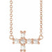 Ladies Rose-Cut Natural Diamond Sideways Cross Necklace (Vs/Si1, Ghi) — 14K Rose Gold