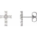 Ladies Rose-Cut Natural Diamond Cross Earrings — Sterling Silver