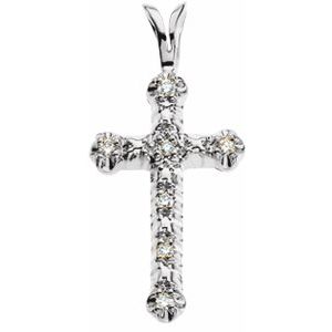 Ladies Natural Diamond Cross Pendant (Si1, G-H) — 14K White Gold